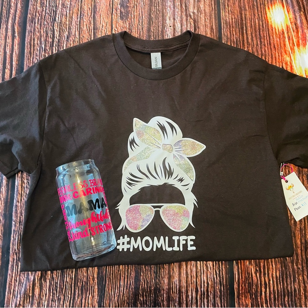 Mom Shirt and glass cup